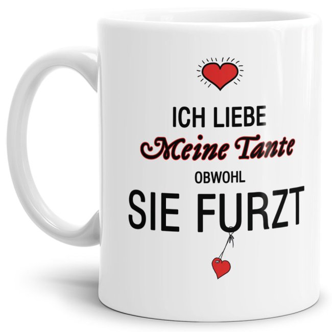 Bild von Tasse Liebeserklärung Obwohl du furzt - Tante" - Weiß"