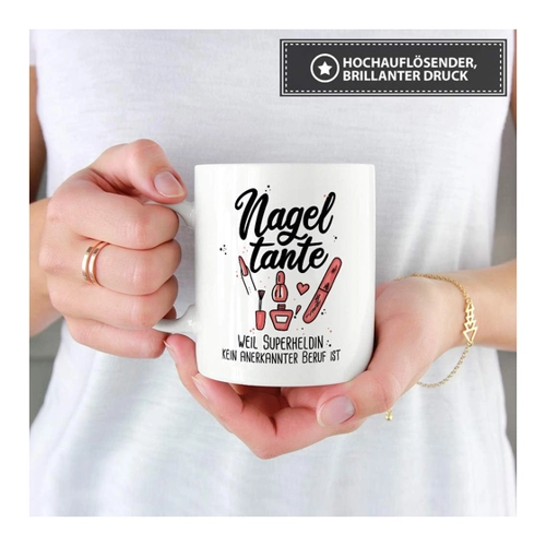Bild von Berufe-Tasse Superheldin Nageltante - Weiß
