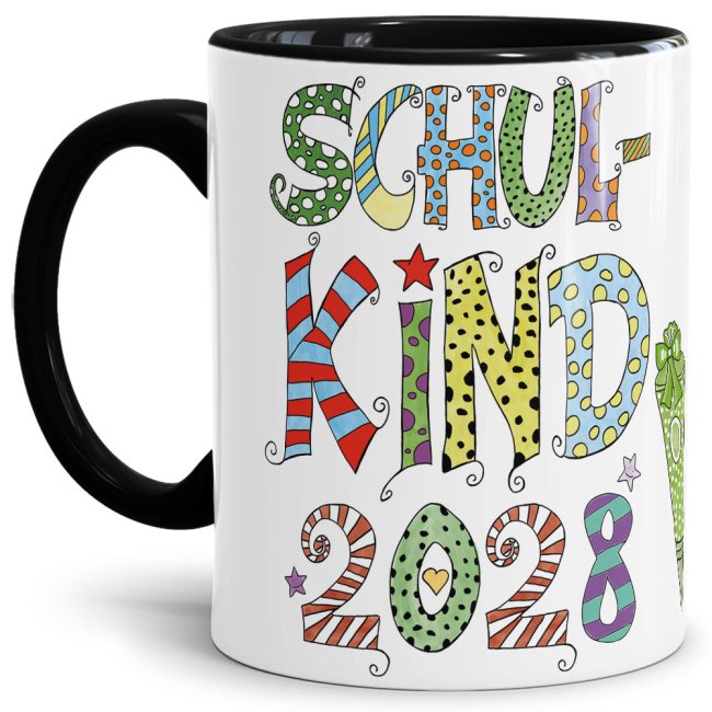 Bild von Tasse für Kinder zur Einschulung mit Spruch - Schulkind 2028 Junge - Innen & Henkel Schwarz