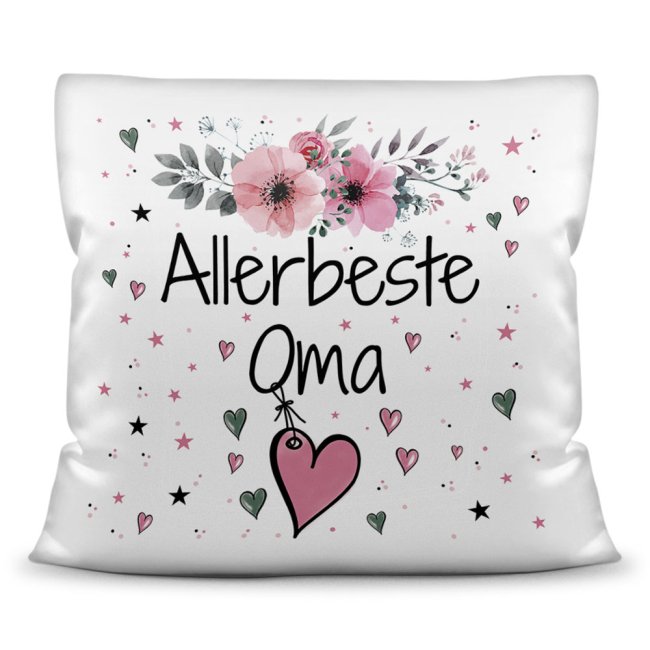 Bild von Kissen inkl. Kissenfüllung mit Spruch - Allerbeste Oma - Kissen Polyester - Weiß