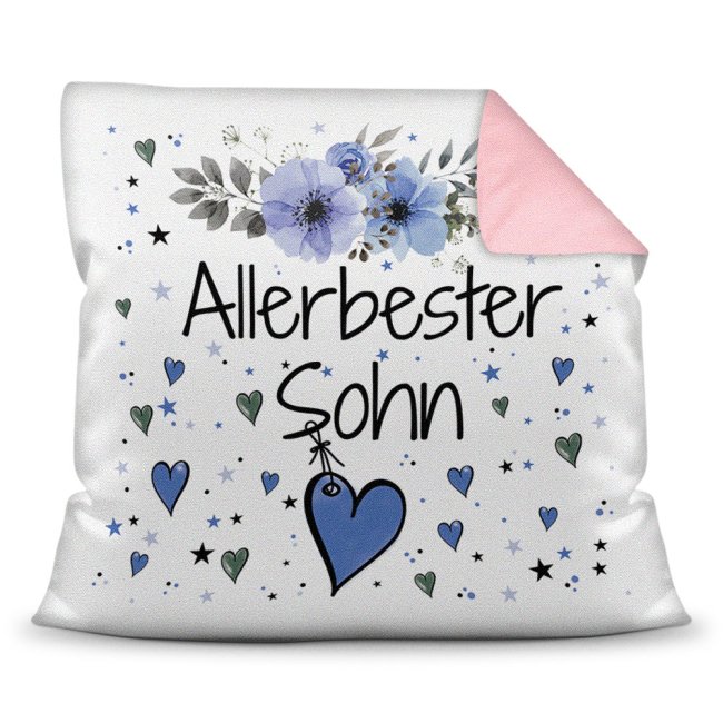 Bild von Kissen inkl. Kissenfüllung mit Spruch - Allerbester Sohn - Farbkissen Rückseite Rosa