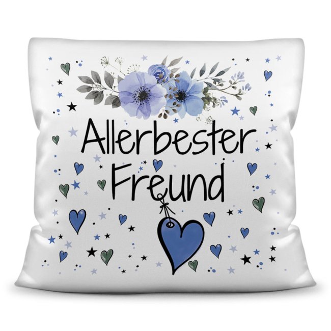 Bild von Kissen inkl. Kissenfüllung mit Spruch - Allerbester Freund - Kissen Polyester - Weiß