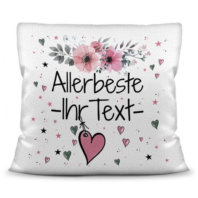 Bild von Kissen inkl. Kissenfüllung mit Spruch - Allerbeste Ihr WUNSCHNAME rosa - Kissen Polyester - Weiß flauschig