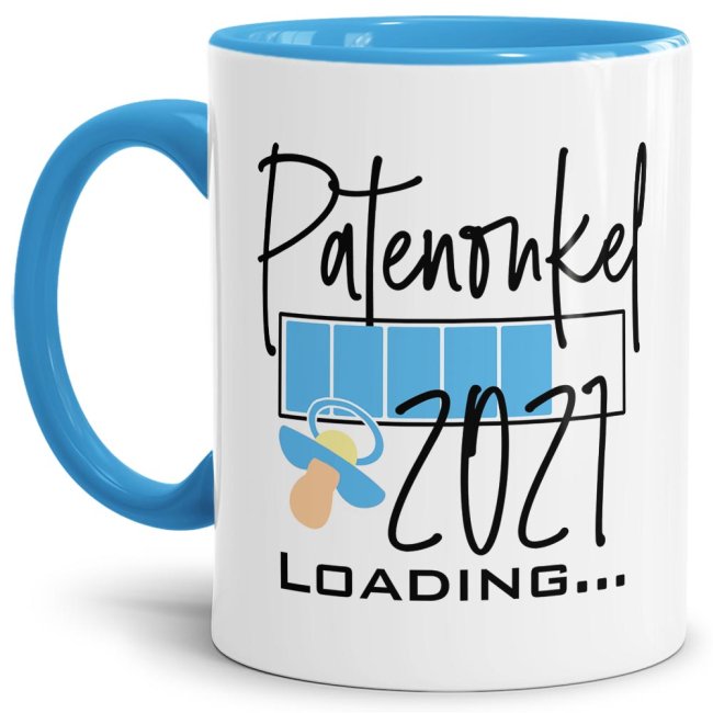 Bild von Tasse - Loading Du wirst Patenonkel 2021 - Geschenk/Endlich Schwanger/Schwangerschaft/Babynews - Hellblau