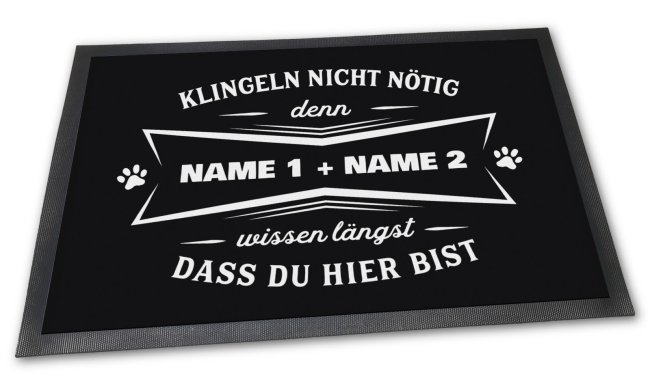 Bild von Fußmatte mit Spruch - Klingeln nicht nötig - mit Namen - 75 x 50 cm