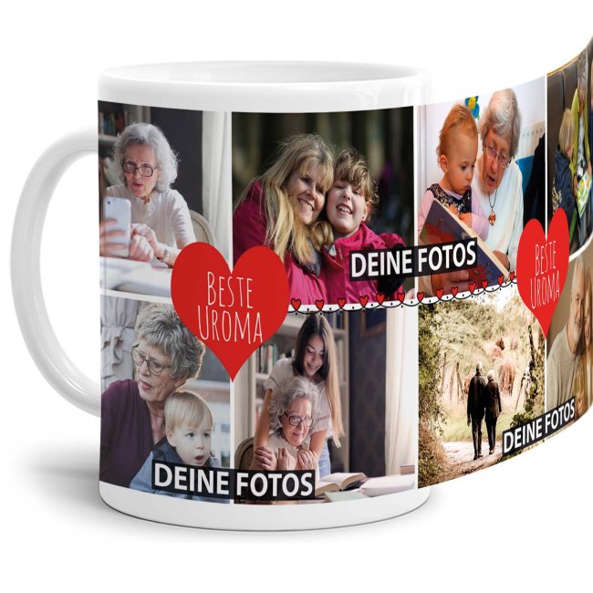 Bild von Tasse mit Fotocollage - Beste Uroma - Weiß
