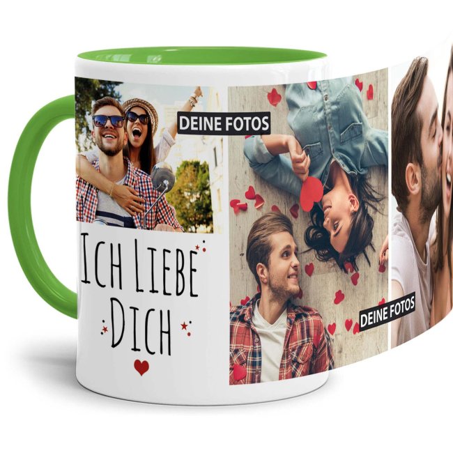 Bild von Tasse mit Fotocollage - Ich liebe Dich - Innen & Henkel Hellgrün