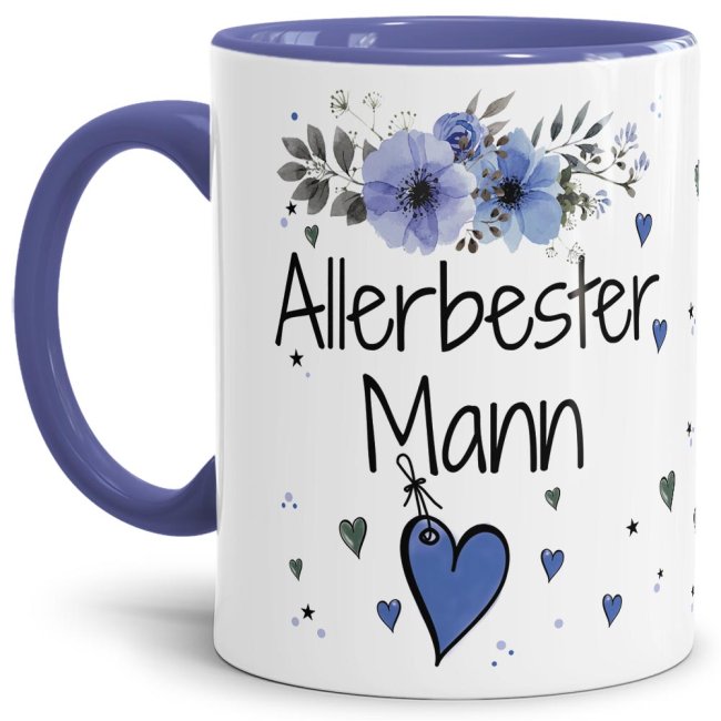 Bild von Tasse mit Spruch - Allerbester Mann - Innen & Henkel Cambridge Blau