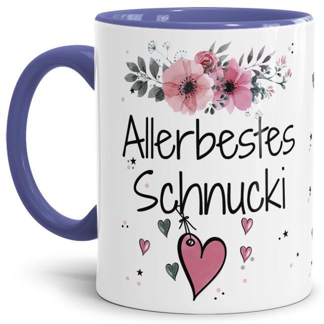 Bild von Tasse mit Spruch - Allerbestes Schnucki weiblich - Innen & Henkel Cambridge Blau