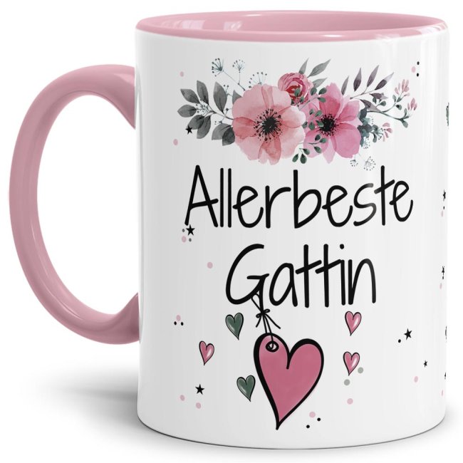 Bild von Tasse mit Spruch - Allerbeste Gattin - Innen & Henkel Rosa