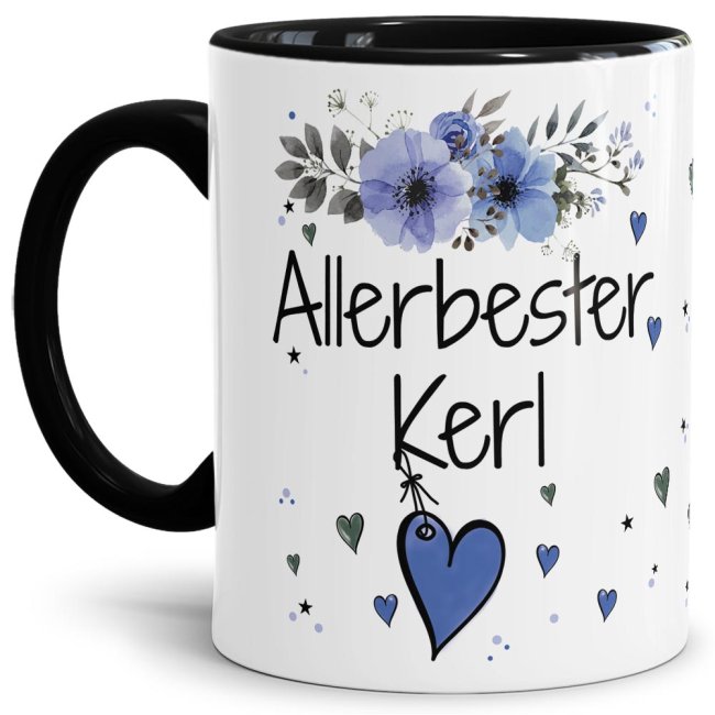 Bild von Tasse mit Spruch - Allerbester Kerl - Innen & Henkel Schwarz