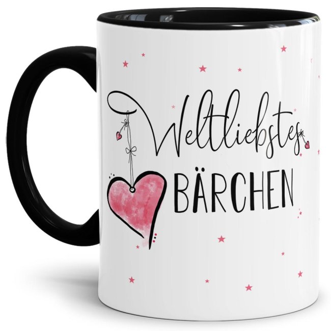 Bild von Tasse mit Kosename - Weltliebstes Bärchen weiblich - Innen & Henkel Schwarz