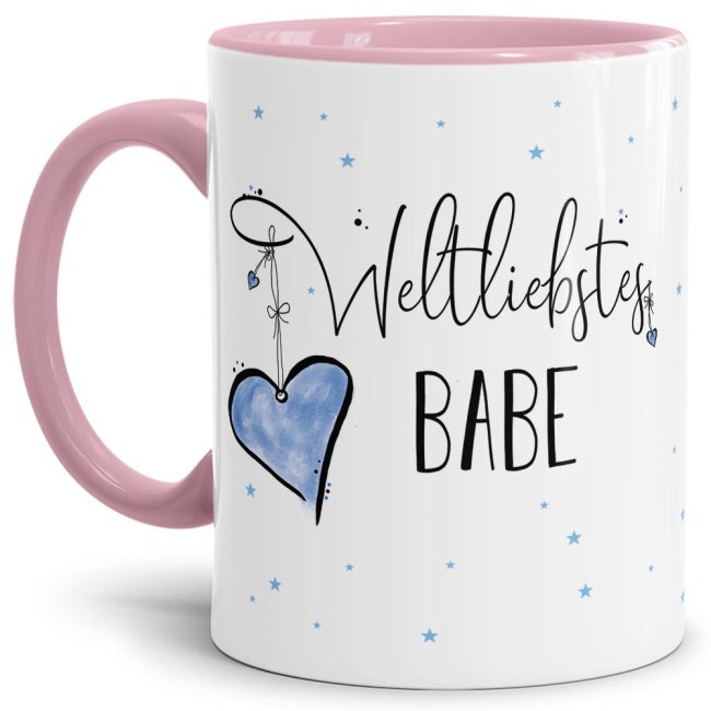 Bild von Tasse mit Kosename - Weltliebstes Babe männlich - Innen & Henkel Rosa