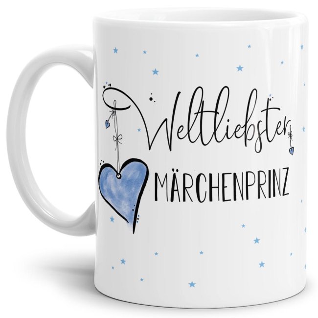 Bild von Tasse mit Kosename - Weltliebster Märchenprinz - Weiß
