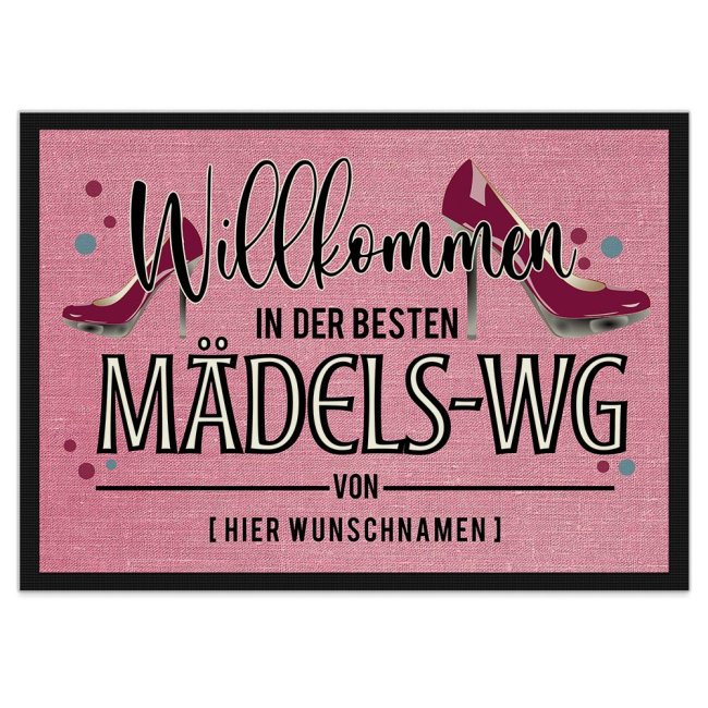 Bild von Fußmatte mit Spruch für Mädchen WG mit Namen - 60 x 40 cm