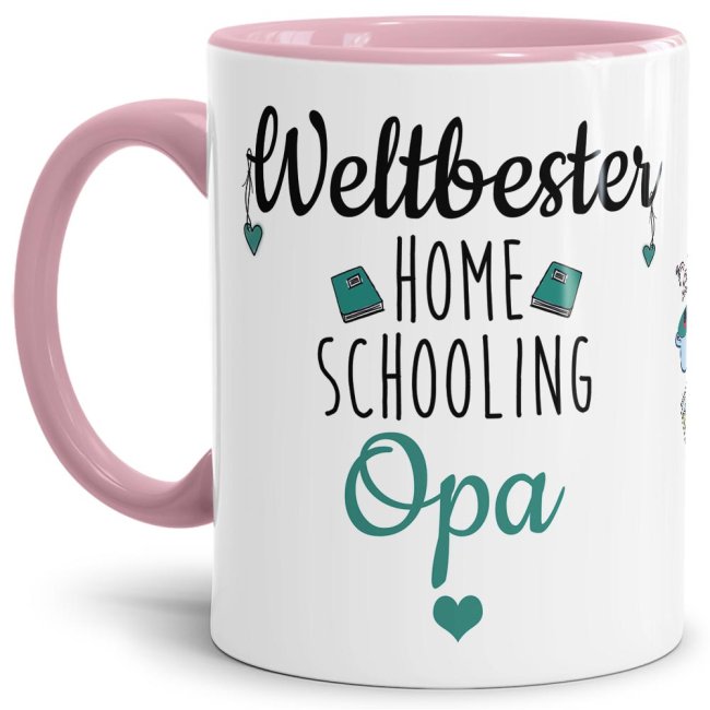Bild von Tasse mit Spruch - Weltbester Homeschooling Opa - Innen& Henkel Rosa