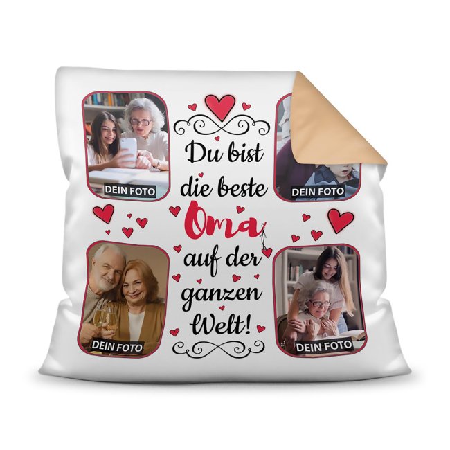 Bild von Collagenkissen - Beste Oma - Rückseite Beige