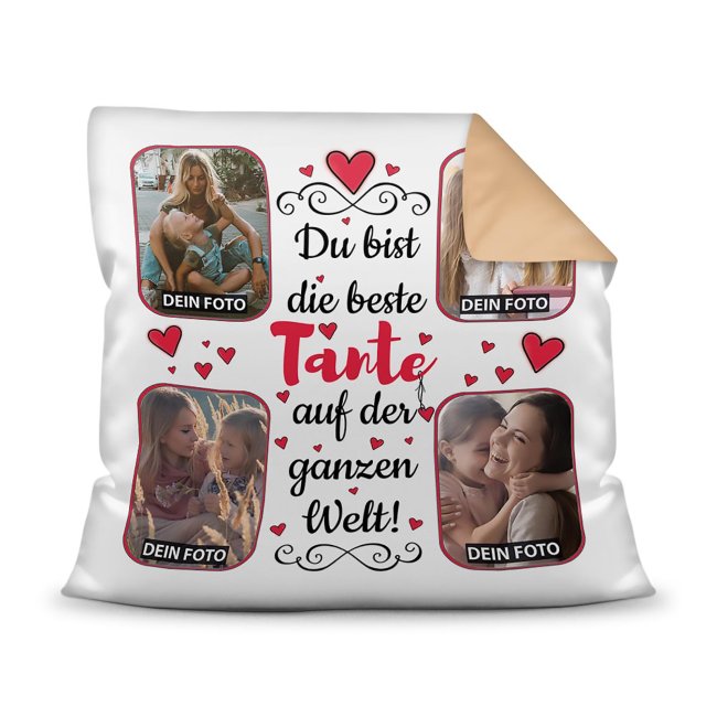 Bild von Collagenkissen - Beste Tante - Rückseite Beige