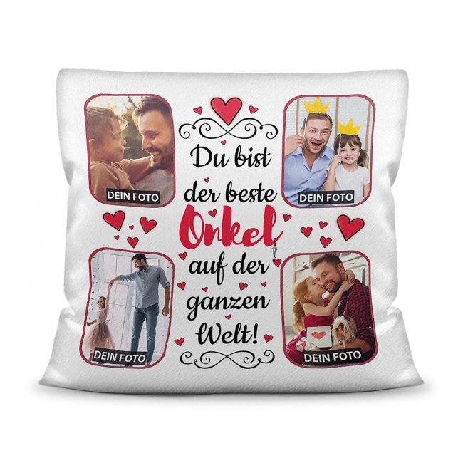 Bild von Collagenkissen - Bester Onkel - Weiß flauschig