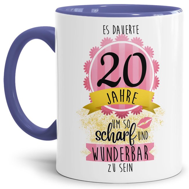 Bild von Tasse zum 20. Geburtstag - So scharf und wunderbar - Innen & Henkel Cambridge Blau