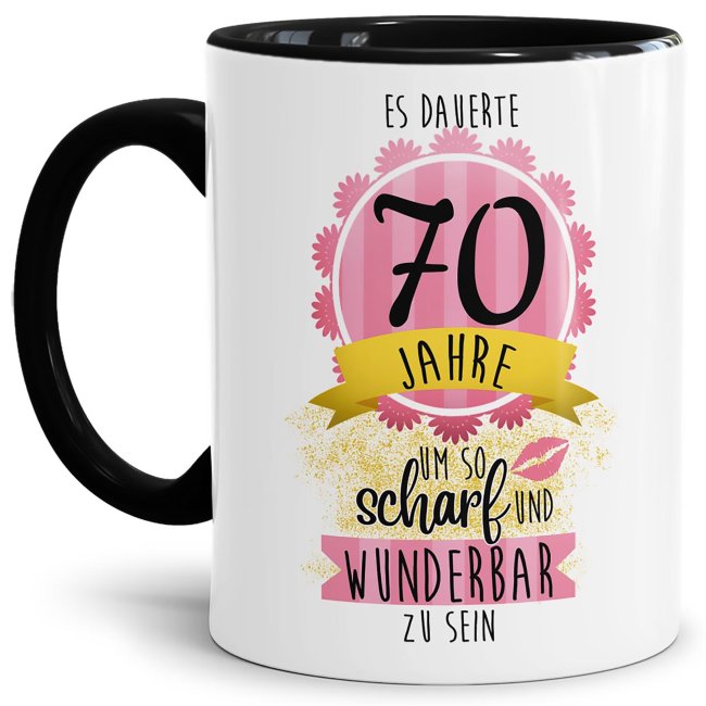 Bild von Tasse zum 70. Geburtstag - So scharf und wunderbar - Innen & Henkel Schwarz