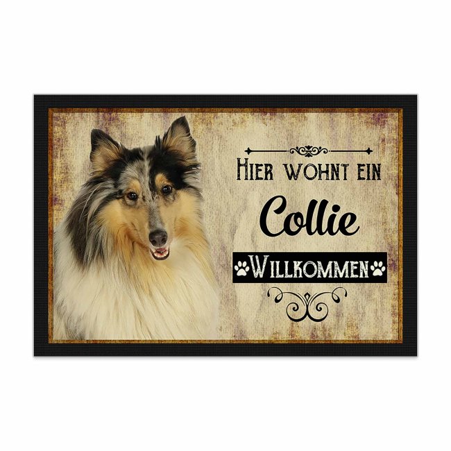 Bild von Fußmatte mit Hundemotiv - Hunderasse Collie - 60 x 40 cm