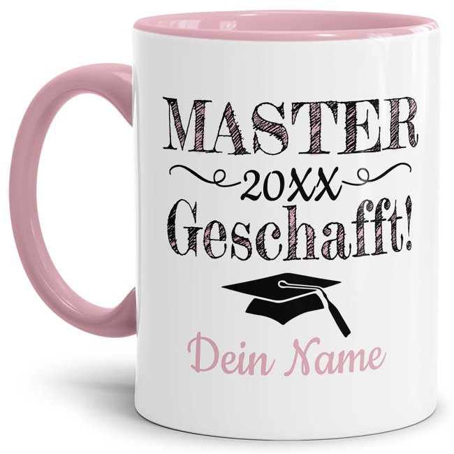 Bild von Tasse mit Spruch zum Schulabschluss - Master - Innen & Henkel Rosa