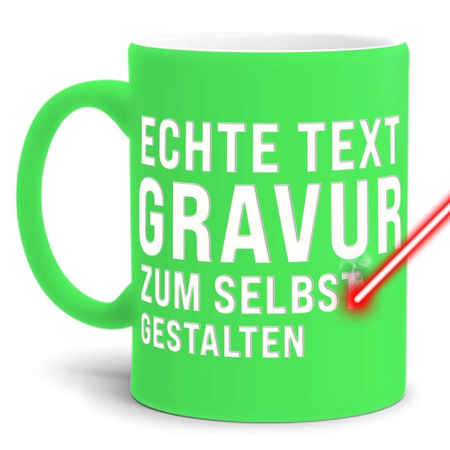 Bild von Neon Tasse mit Wunschgravur - Neon-Grün