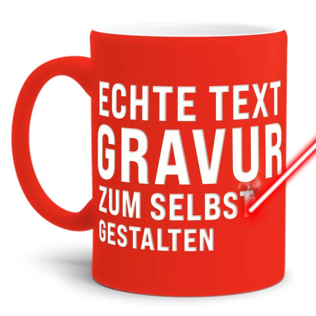 Bild von Neon Tasse mit Wunschgravur - Neon-Orange