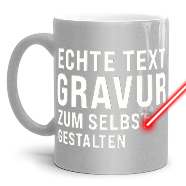 Bild von Metallic Tasse mit Wunschgravur - Silber