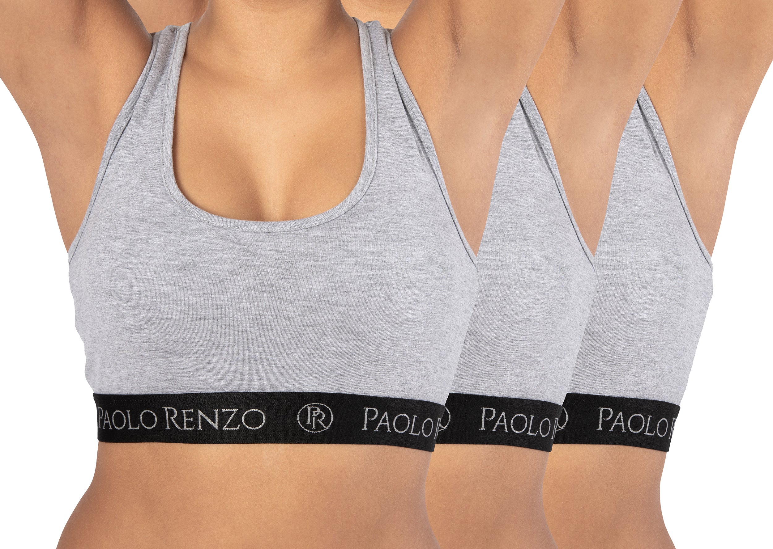 Bild von Paolo Renzo Bustier Sports-Collection Atmungsaktive Damen Sport Bustiers (3-tlg) Sport BH - Sport Top aus hochwertiger Baumwolle