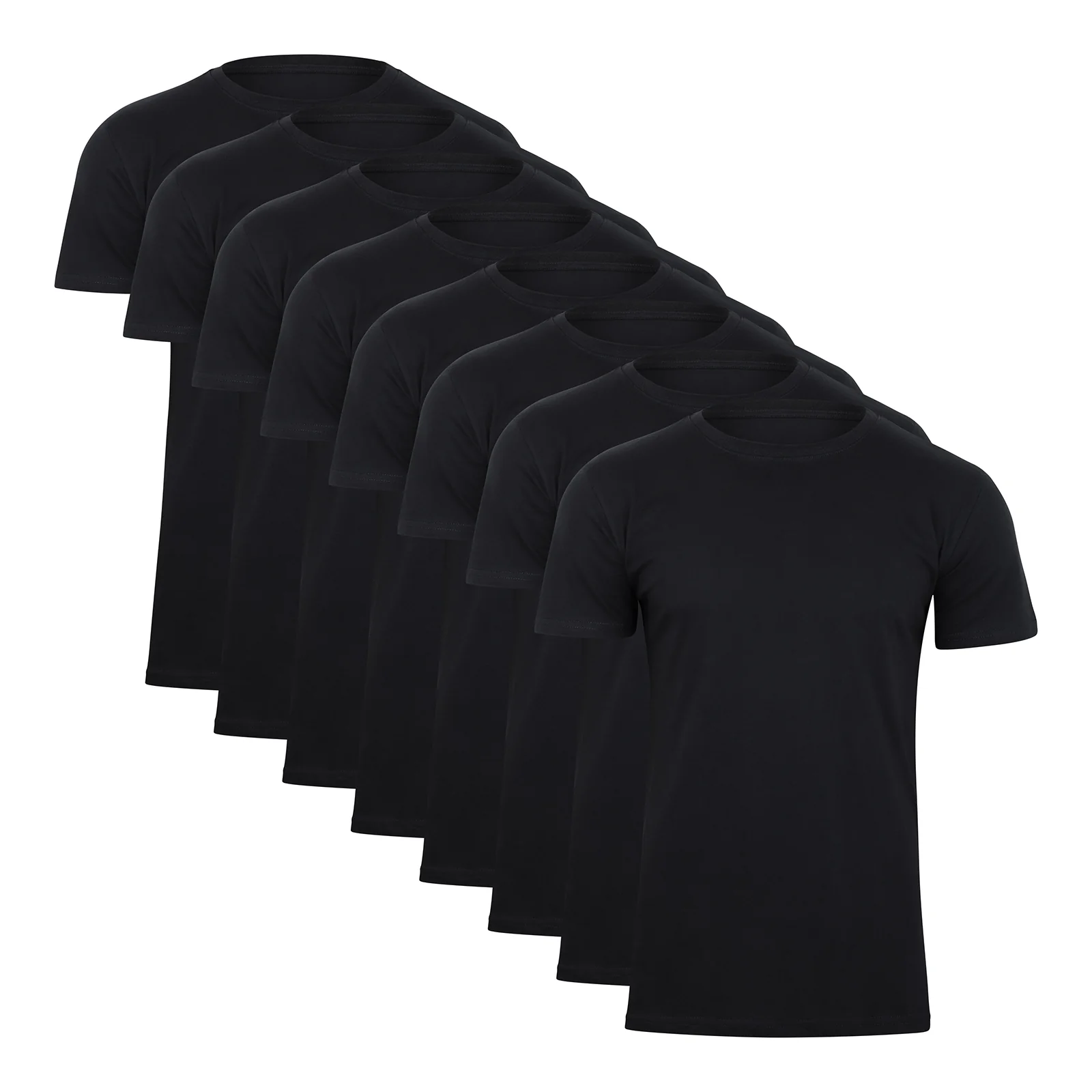 Bild von Paolo Renzo Rundhals Basic T-Shirt O-Neck 8 Stück Shirt mit Rundhalsausschnitt aus 100% Baumwolle Einfarbig Größe XXL Schwarz