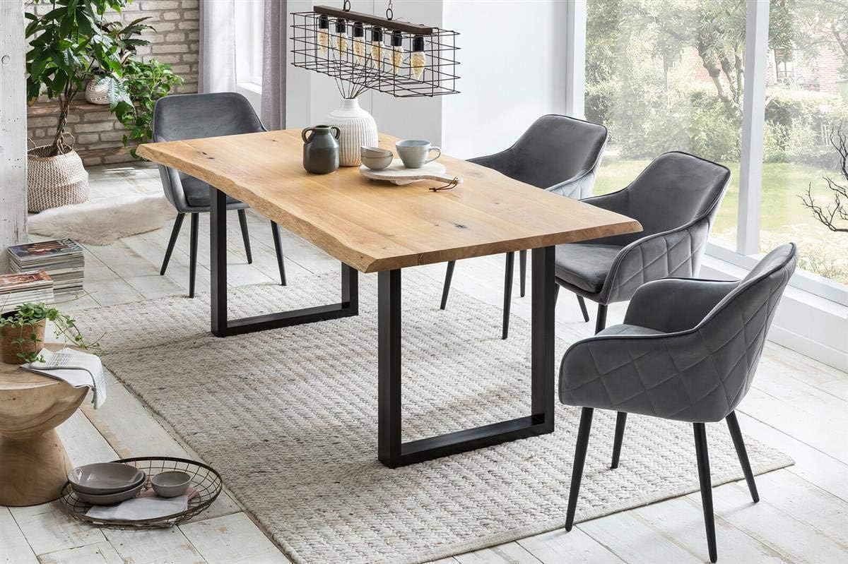 Bild von Unbekannt SalesFever Tisch Esstisch 120x80 cm aus Eiche Metall, Holz L = 120 x B = 80 x H = 75 Natur, schwarz