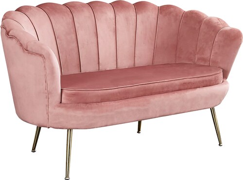 Bild von LaNatura Muschelsofa Sofa Polyester und Metall Rosa 136x77x78 cm Wohnzimmersofa Couch Neu