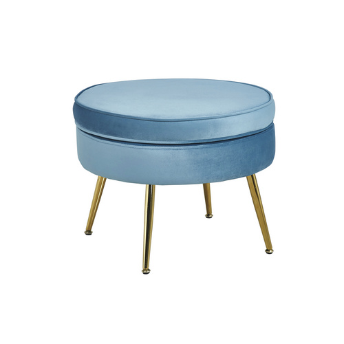 Bild von Salesfever Arielle Sitzpouf Polsterhocker Rose blau rund aus Samt Sitzhocker