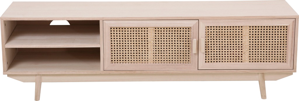 Bild von SalesFever Lowboard, natur, Mitteldichte Faserplatte (MDF)/paulowniaholz/rattan - beige