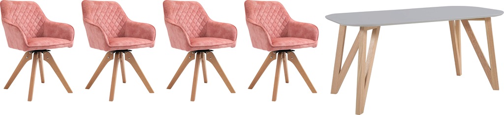 Bild von SalesFever Essgruppe, (5-tlg.), Tischbreite 180 cm, Stühle 180° drehbar, mit Samtverlours