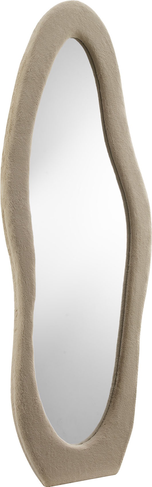 Bild von Ganzkörperspiegel SALESFEVER, beige (champagner), B:60cm H:160cm T:3,5cm, MDF, Polyester, Spiegelglas, Spiegel, Rahmen wellenförmig aus Kunstfell