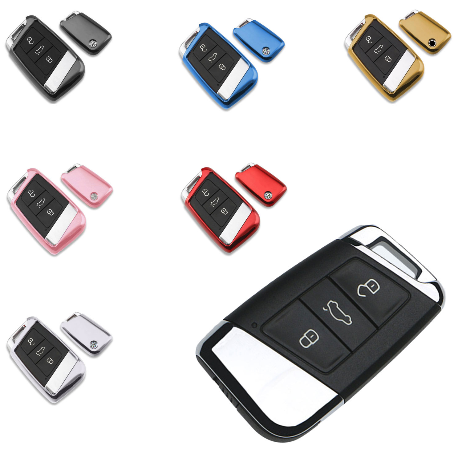 Bild von Schlüssel Gehäuse Hülle Tasche für VW Polo Golf Touran T-Roc Tiguan Passat Jetta