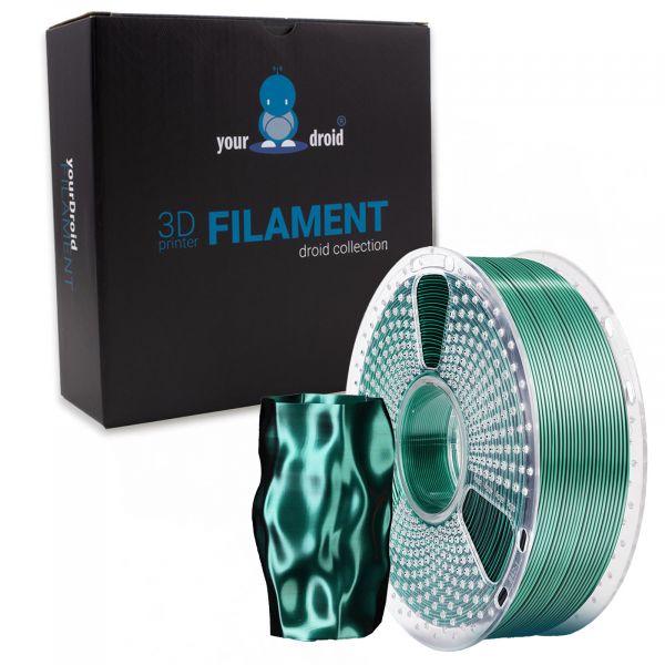 Bild von yourDroid DualColor Biosilk PLA+ Filament Schwarz/Grün 1.75mm 1kg