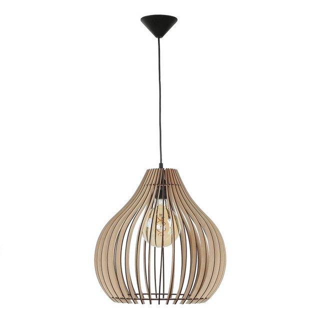 Bild von Licht-Erlebnisse Pendelleuchte NIGILIA, ohne Leuchtmittel, Hängeleuchte E27 Holz Schirm Boho Hängelampe