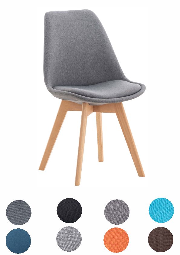 Bild von CLP Esszimmerstuhl Linares Kunststoff I Stoff I Samt I Cord I Lederoptik I Lehnstuhl Mit Holzgestell, Farbe:orange, Material:Stoff