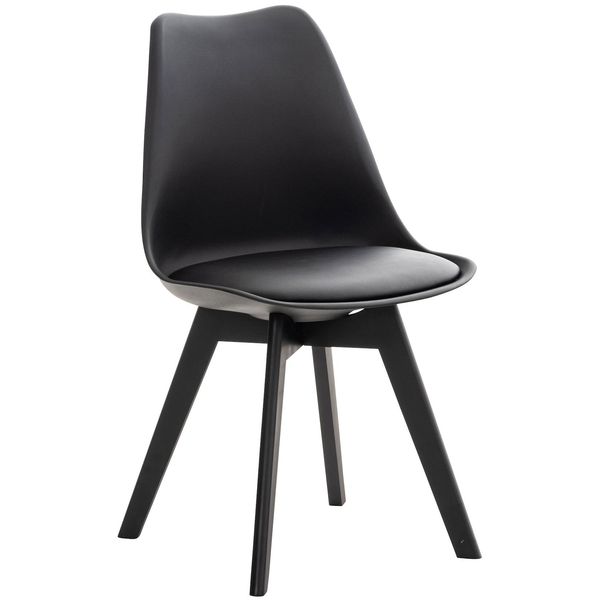 Bild von CLP Esszimmerstuhl Linares Kunststoff I Stoff I Samt I Cord I Lederoptik I Lehnstuhl Mit Holzgestell, Farbe:schwarz/schwarz, Material:Kunststoff