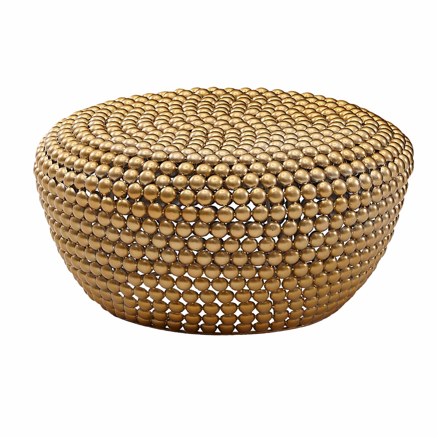 Bild von Wohnling Couchtisch Aluminium Gold 60x60x30 cm Wohnzimmertisch Metall Rund, Designer Sofatisch Alu Orientalisch, Runder Kaffeetisch Klein