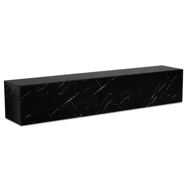 Bild von KADIMA DESIGN Lowboard Lowboard Hängend Marmor-Optik Schwarz 160x30x30 cm TV-Schrank, Design