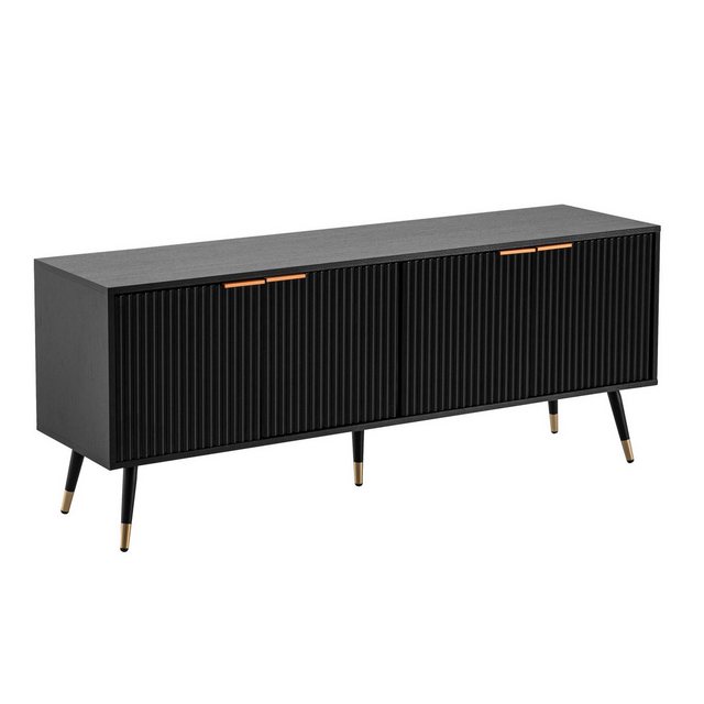 Bild von KADIMA DESIGN Lowboard Lowboard Schwarz mit Eiche-Dekor 150x60x39 cm TV-Kommode Modern