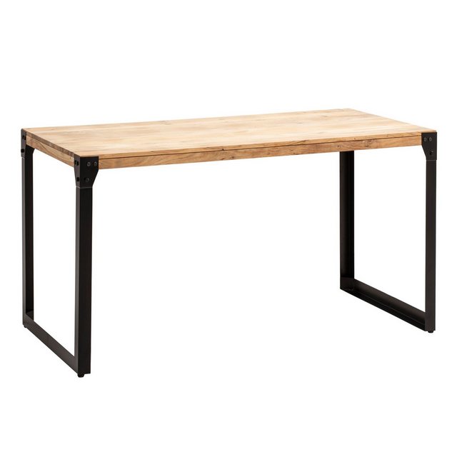 Bild von KADIMA DESIGN Esstisch Esszimmertisch 140x80x76 cm Akazie Massivholz Metall Esstisch, Industrial, Küchentisch mit Metallbeinen, Holztisch Klein