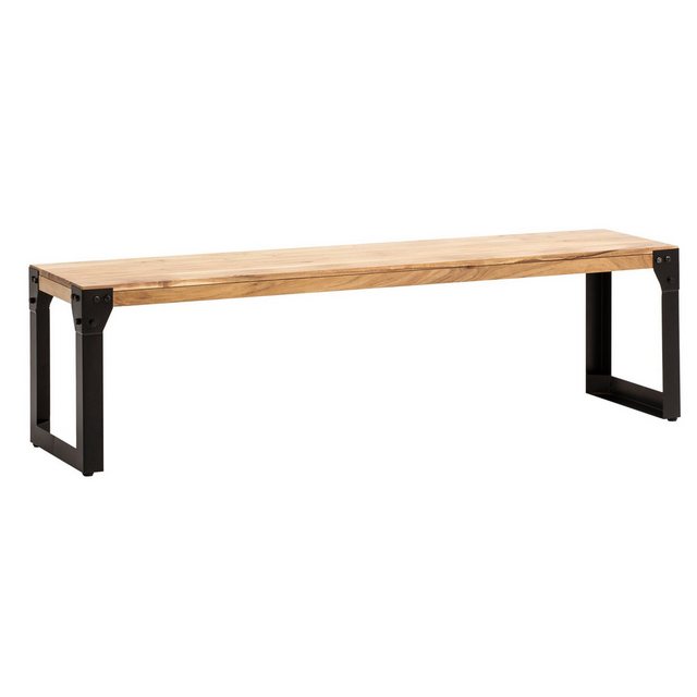 Bild von Wohnling Essbank WL7.050 (Akazie Massivholz 120 cm, Industrial Holzbank), Esszimmerbank ohne Lehne, Sitzbank Esszimmer Holz