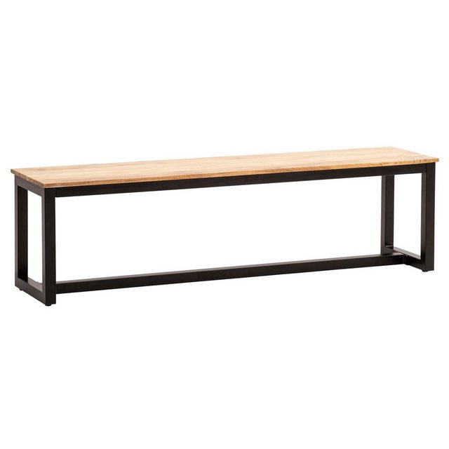 Bild von KADIMA DESIGN Sitzbank Esszimmerbank 120x40x45 cm Akazie Massivholz Metall Loft-Style