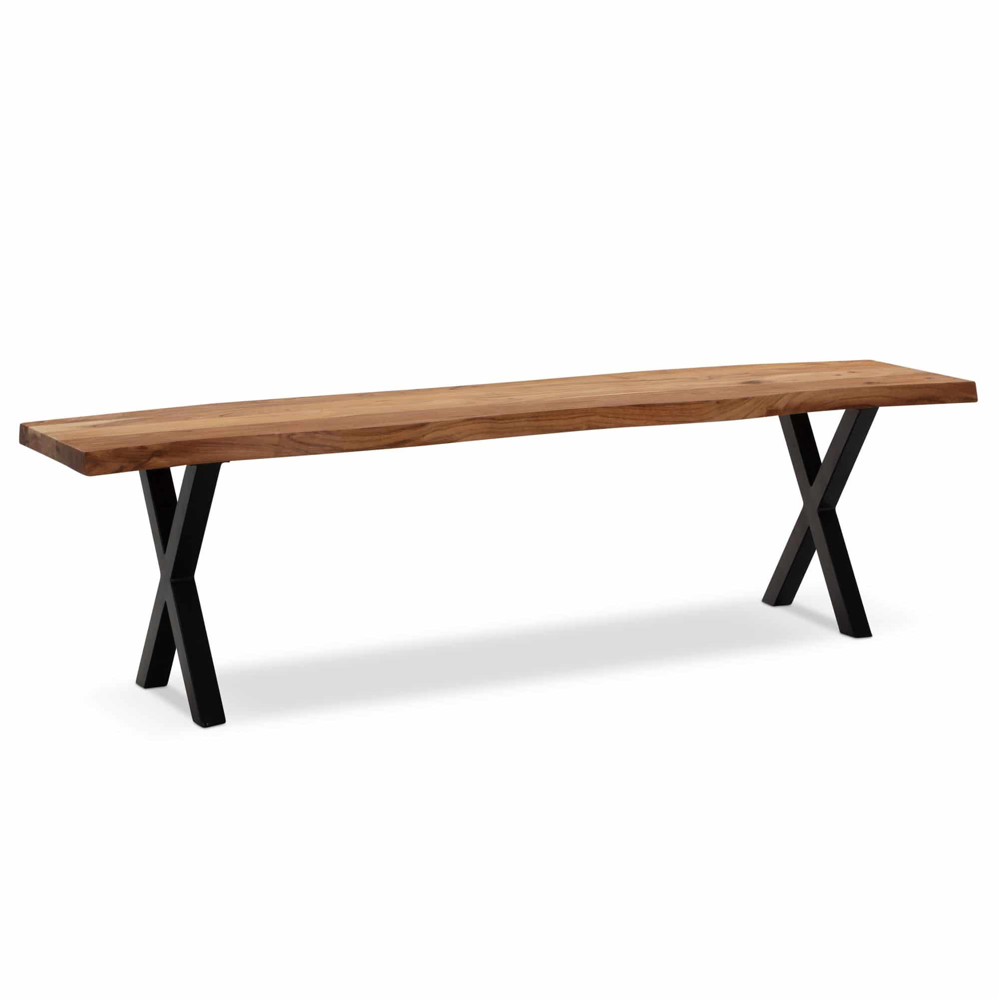 Bild von KADIMA DESIGN Sitzbank Esszimmerbank 140x40x45,5 cm Akazie Massivholz / Metall mit